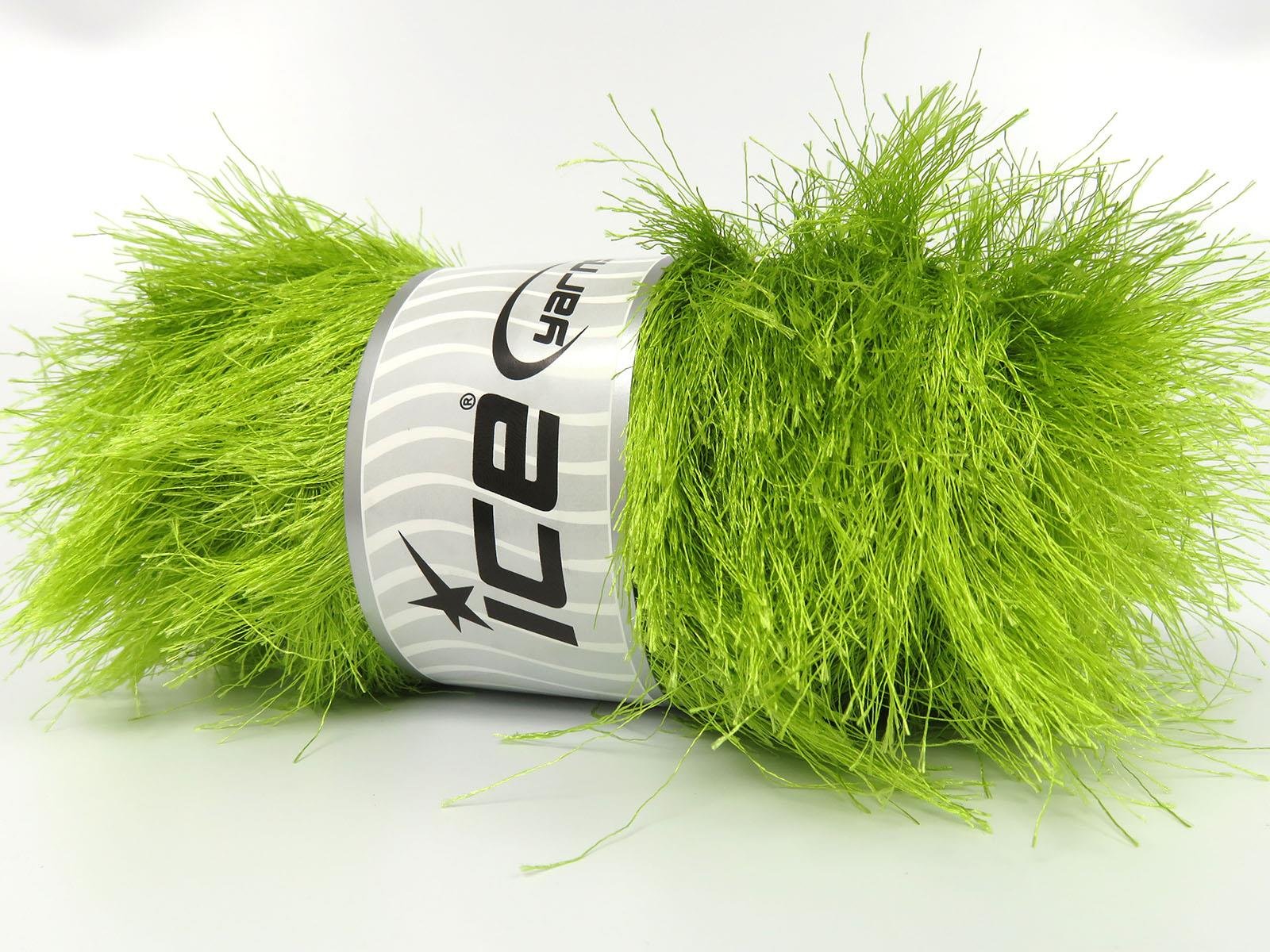 400 gr ICE YARNS EYELASH BULKY 400GR Hand Knitting Yarn Light Green