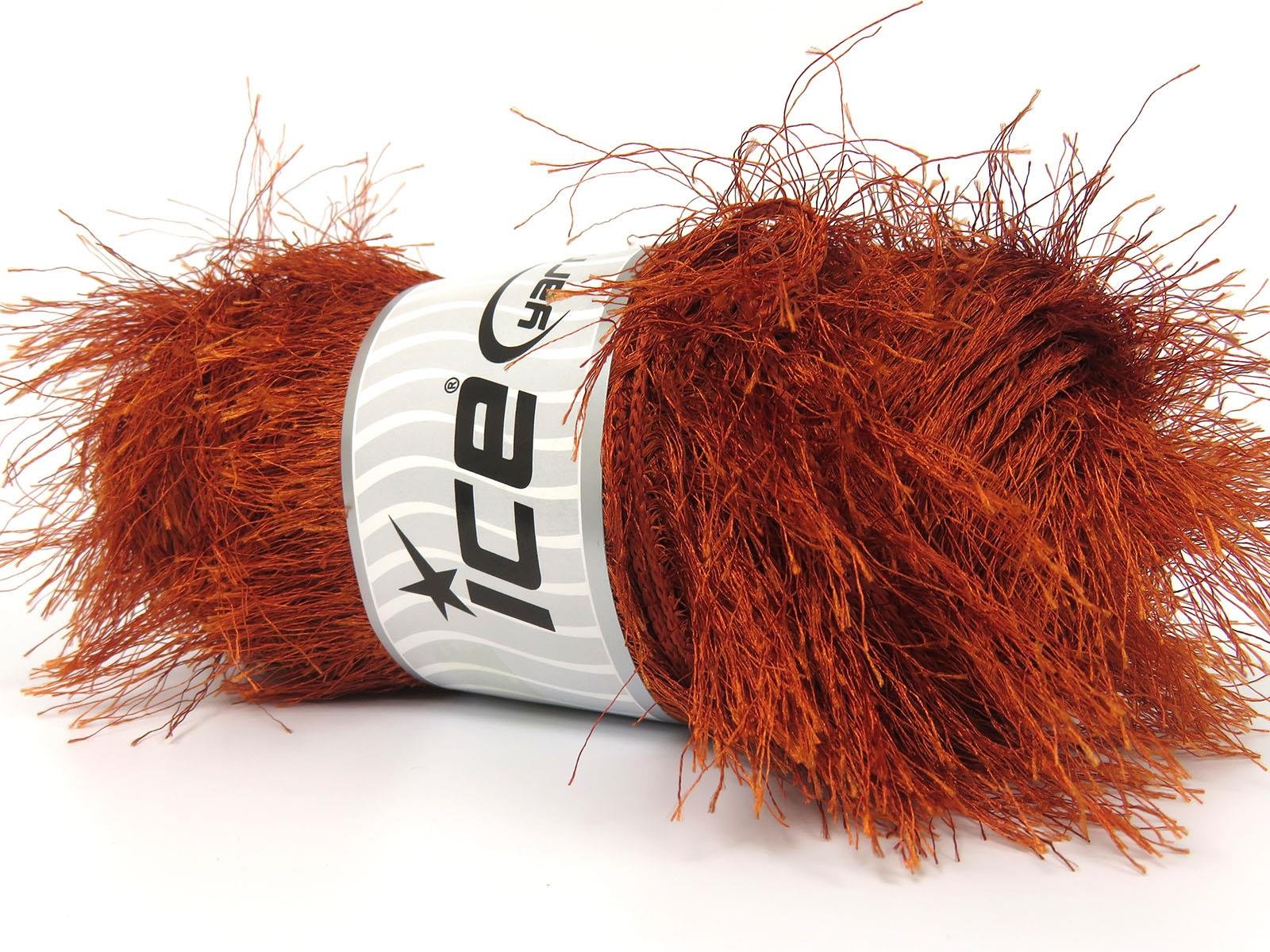 400 gr ICE YARNS EYELASH BULKY 400GR Hand Knitting Yarn Copper