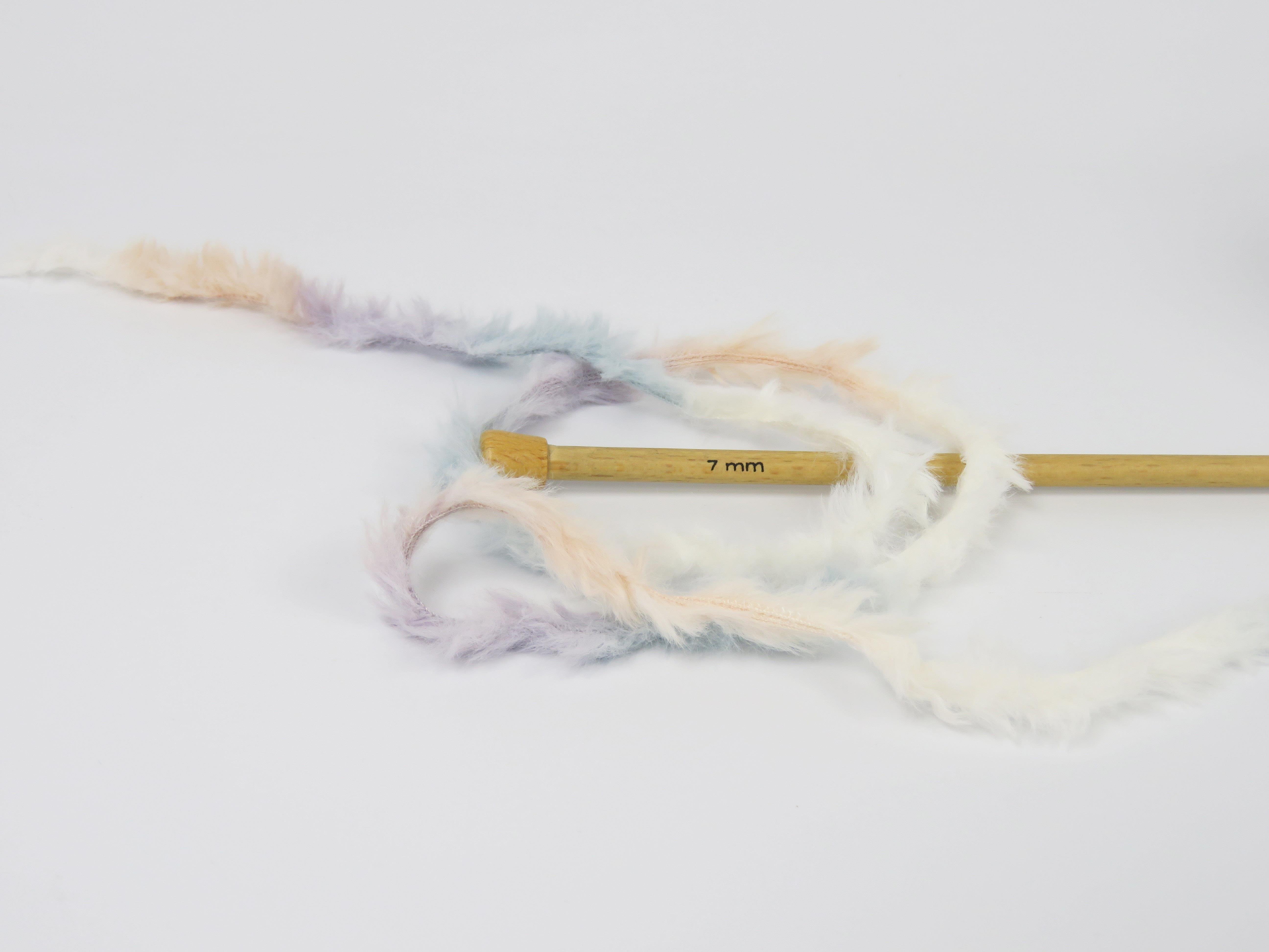 4x100gr. BUNNY FUR MULTICOLOR  Krem, Açık Somon, Açık Lila Yumoş, Sakallı, Kışlık, Çok Kalın, Batik Desenli