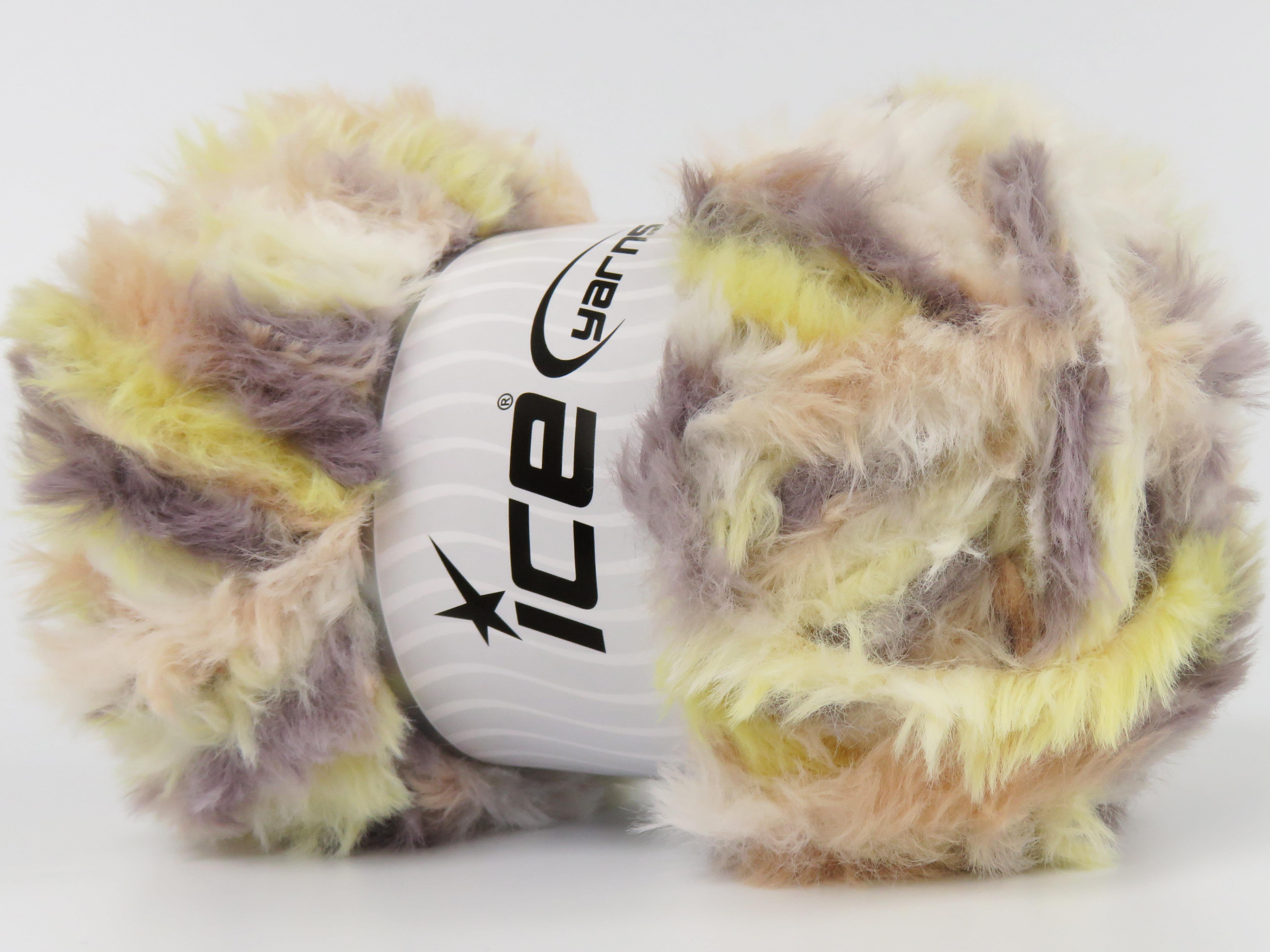 4x100gr. BUNNY FUR MULTICOLOR  Krem, Sarı, Açık Mürdüm, Somon Yumoş, Sakallı, Kışlık, Çok Kalın, Batik Desenli