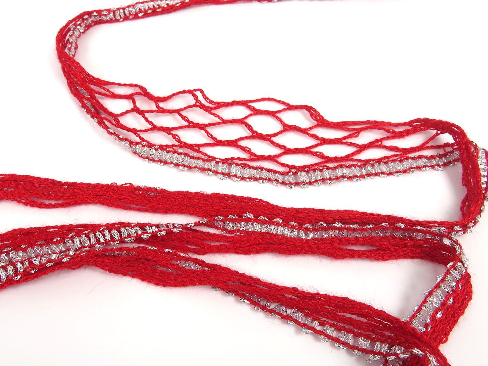 4x100gr. FLAMENCO Kırmızı Simli, Akrilik Fular - Şal, Metalik Simli, Kışlık, Çok Kalın, Akrilik