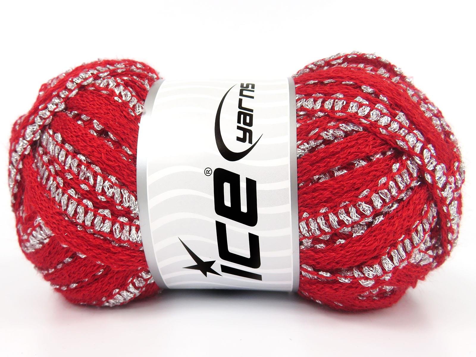 4x100gr. FLAMENCO Kırmızı Simli, Akrilik Fular - Şal, Metalik Simli, Kışlık, Çok Kalın, Akrilik