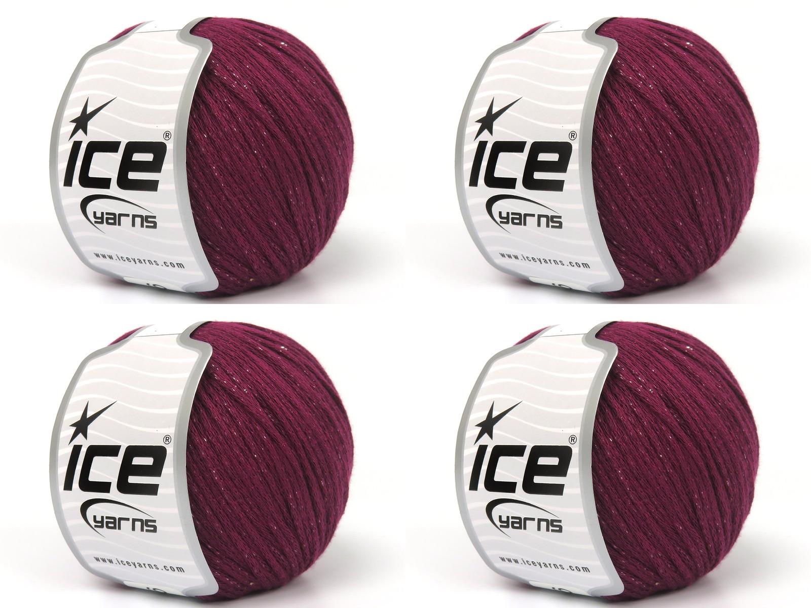 4x100gr. VISCOSE GLITZ Metalik Simli, Viskon Bordo Metalik Simli, Viskon, Yazlık İplikler