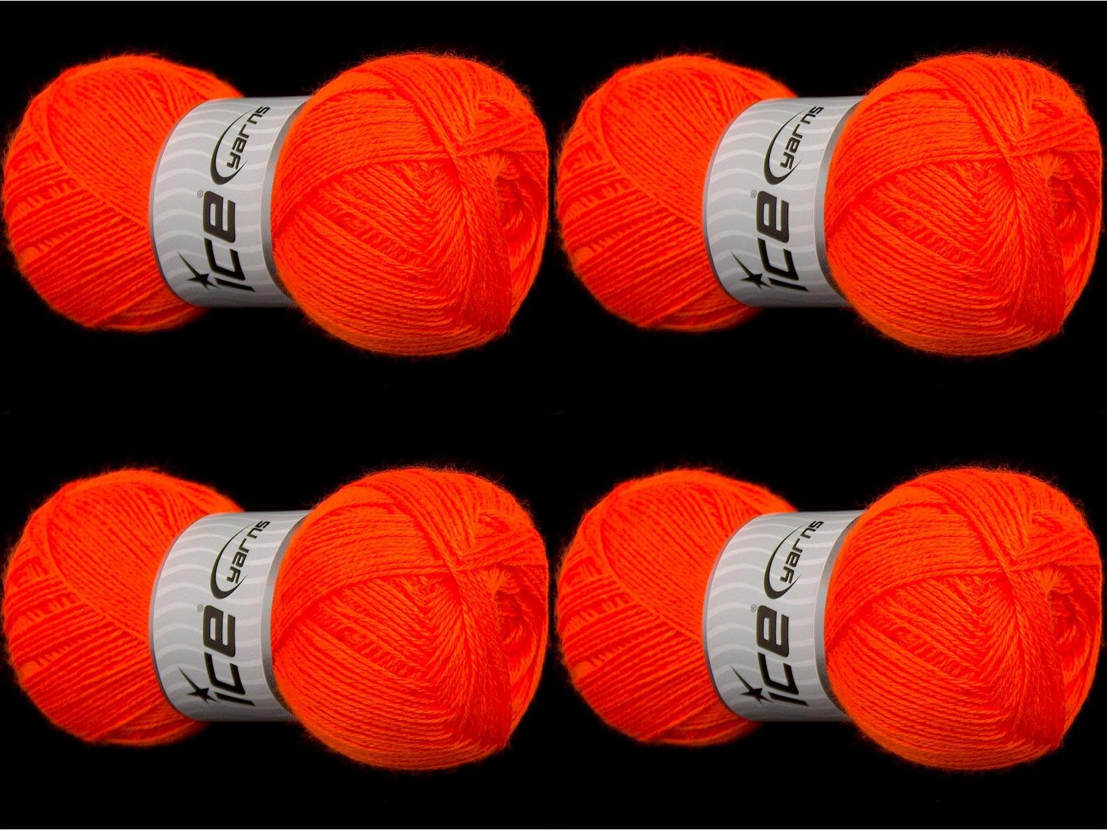 4x110gr. BARNHILL Akrilik Neon Turuncu Kışlık, Düz iplikler, 100% Akrilik , Akrilik