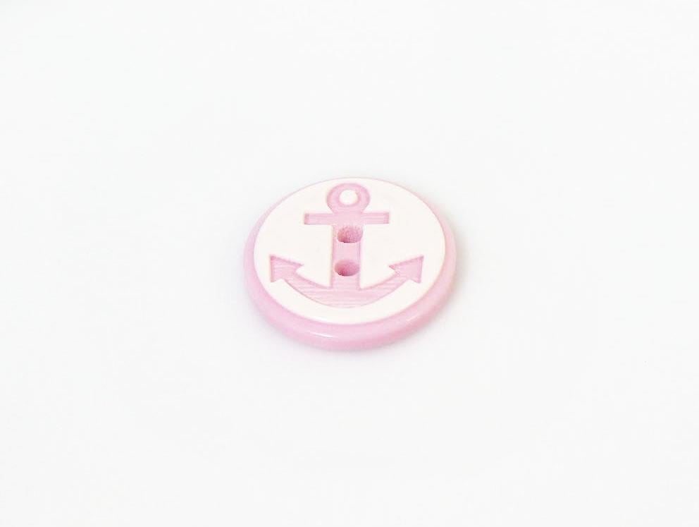 5 Anchor Figure Buttons Pink 15 mm diameter