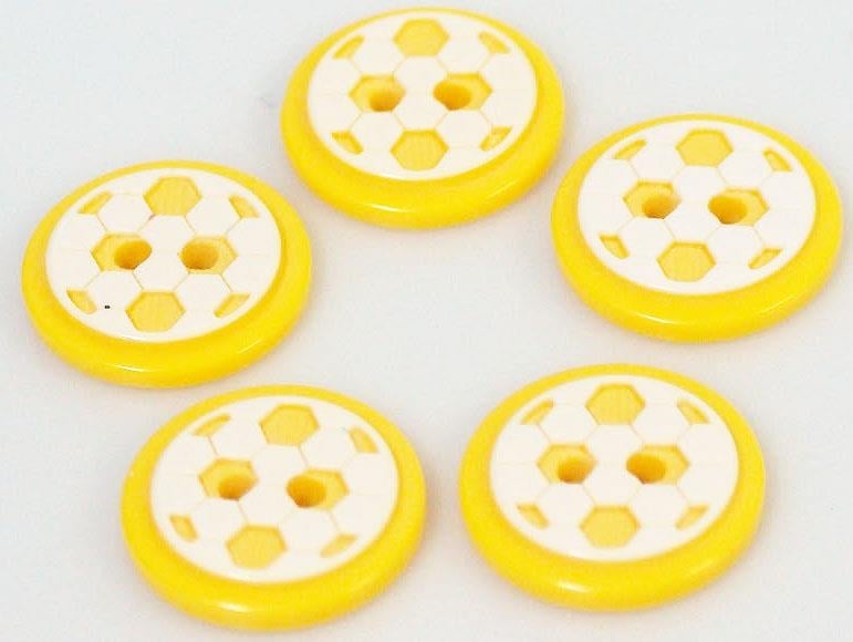 5 Ball Figure Buttons Yellow 14 mm diameter