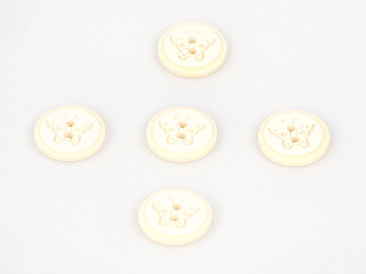 5 Butterfly Figure Buttons Cream 15mm long