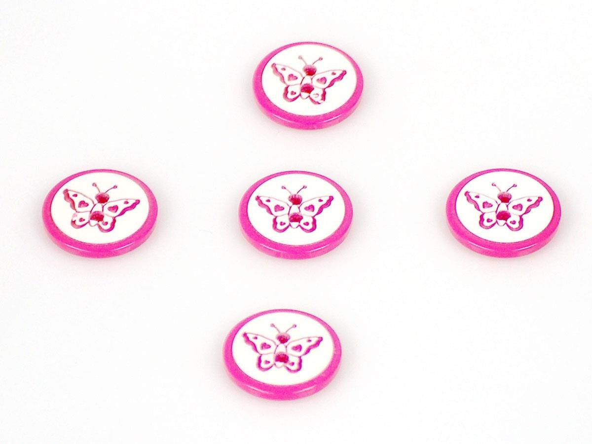 5 Butterfly Figure Buttons Fuchsia 15mm long