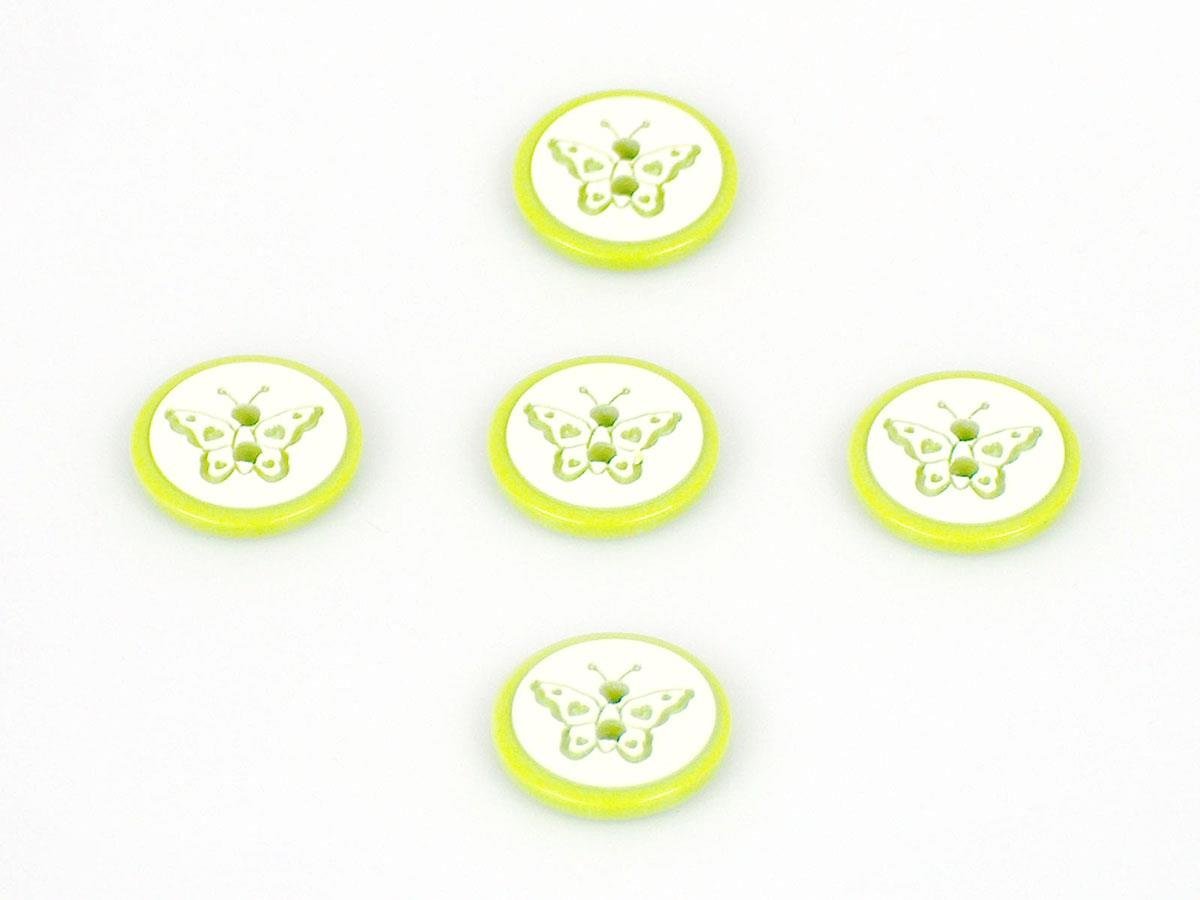 5 Butterfly Figure Buttons Green 15mm long