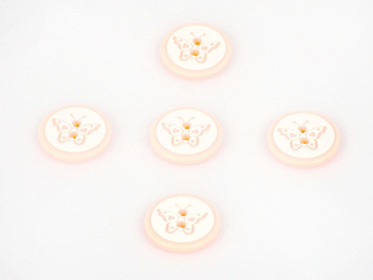 5 Butterfly Figure Buttons Light Salmon 15mm long
