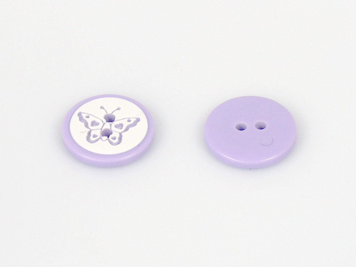 5 Butterfly Figure Buttons Lilac 15mm long
