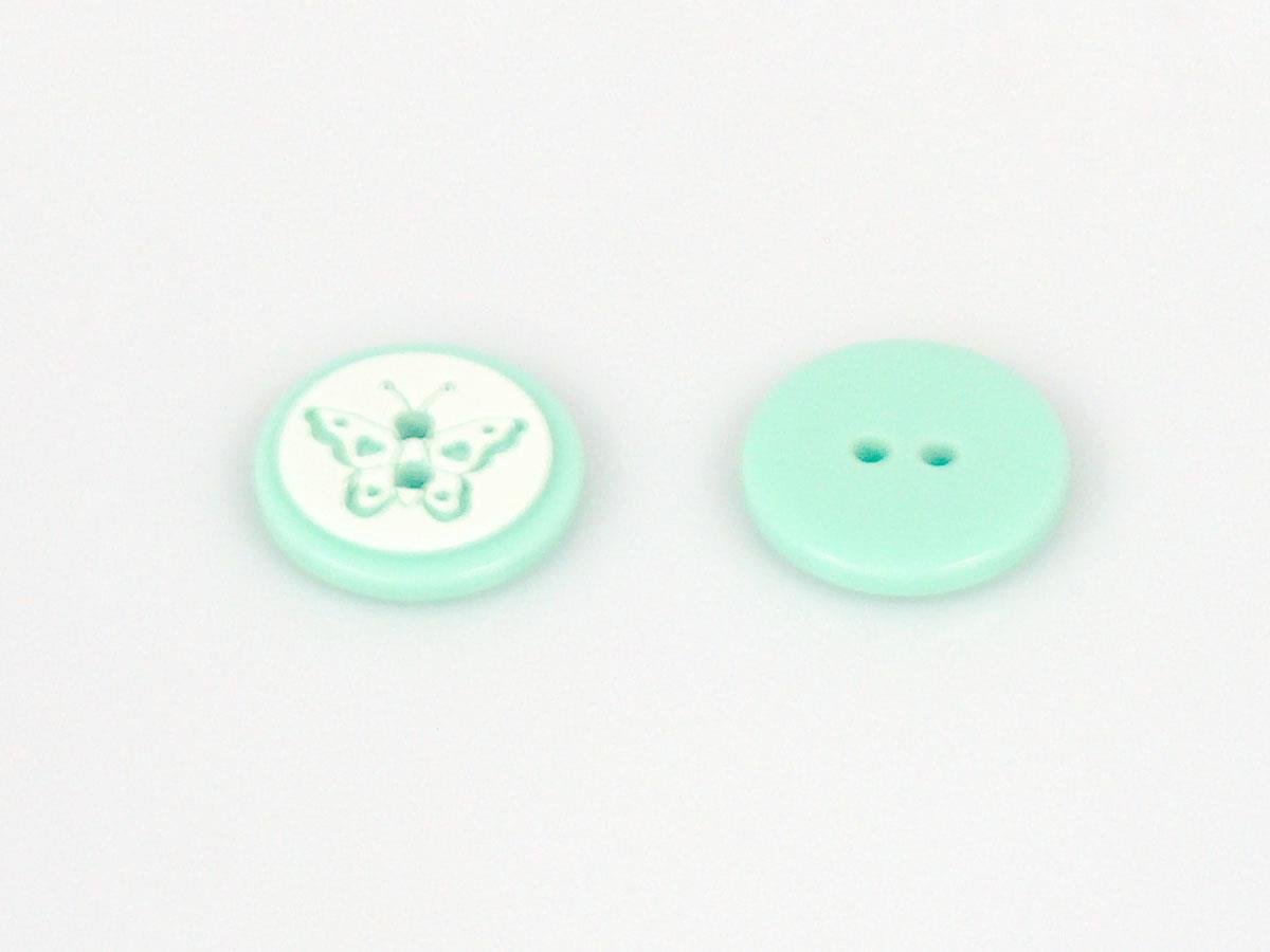 5 Butterfly Figure Buttons Mint Green 15mm long