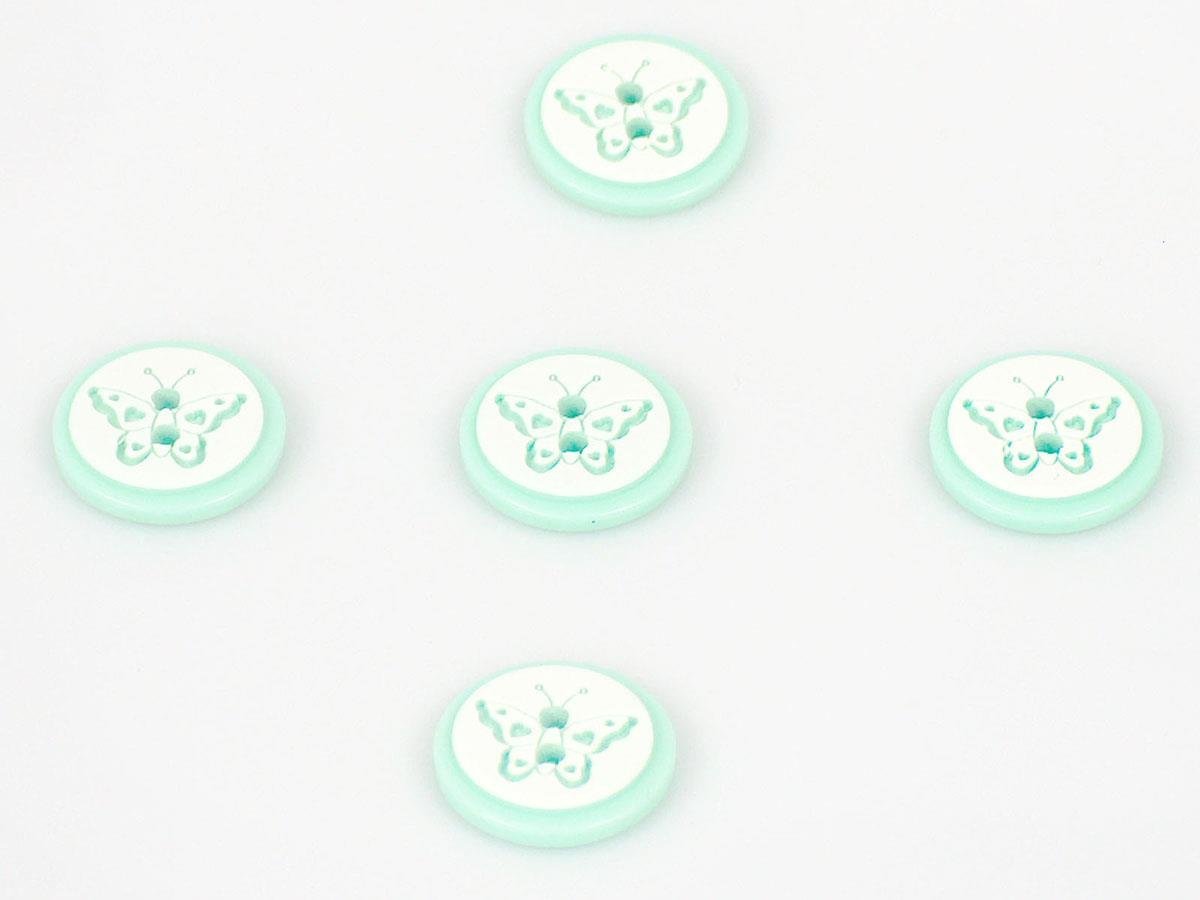 5 Butterfly Figure Buttons Mint Green 15mm long