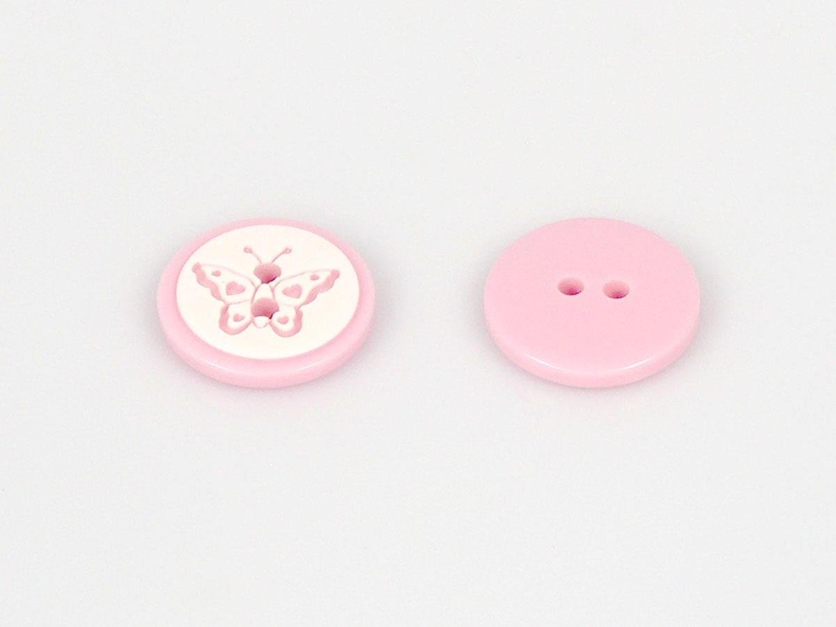 5 Butterfly Figure Buttons Pink 15mm long