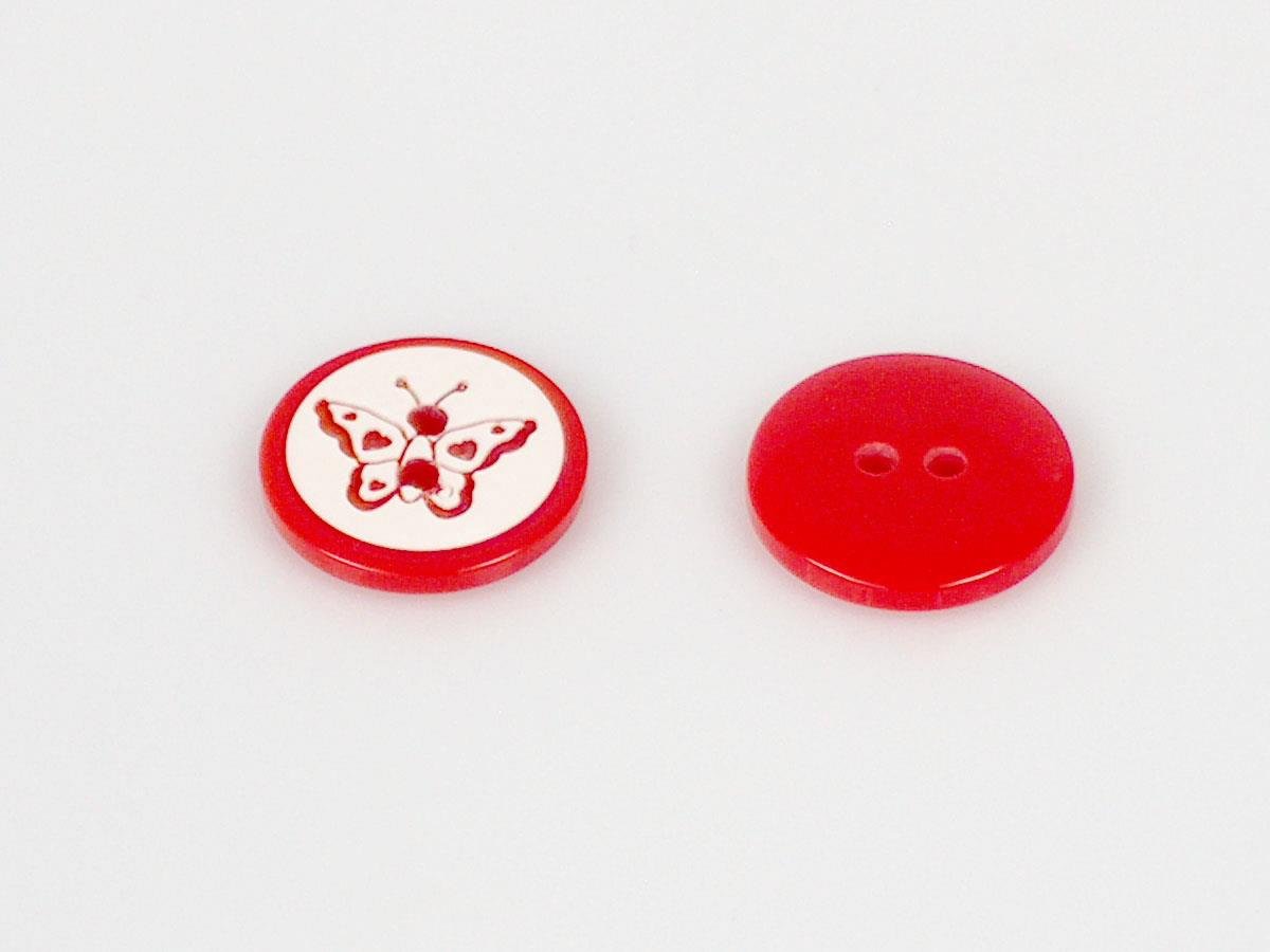 5 Butterfly Figure Buttons Red 15mm long