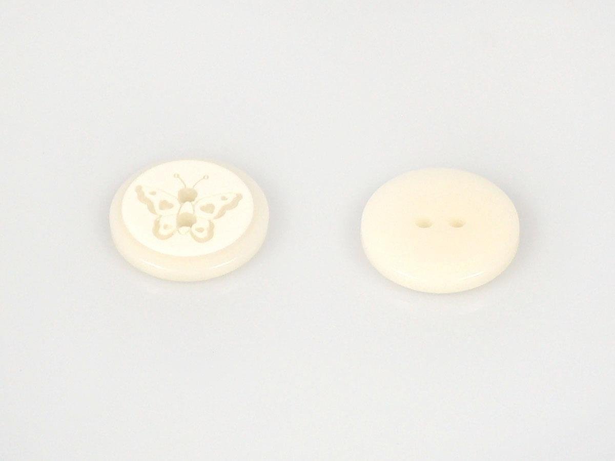 5 Butterfly Figure Buttons White 15mm long