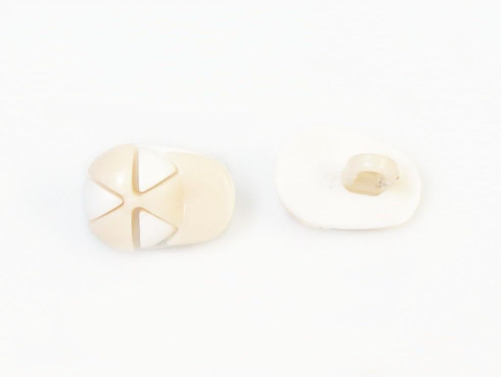 5 Cap Figure Buttons Beige, White 15mm long