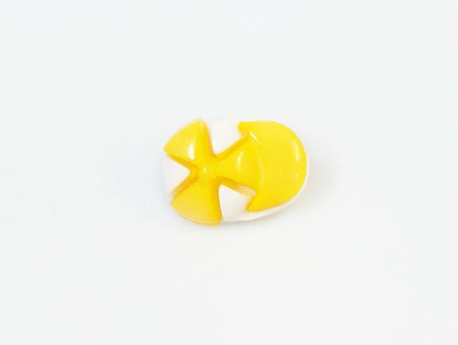 5 Cap Figure Buttons Dark Yellow, White 15mm long