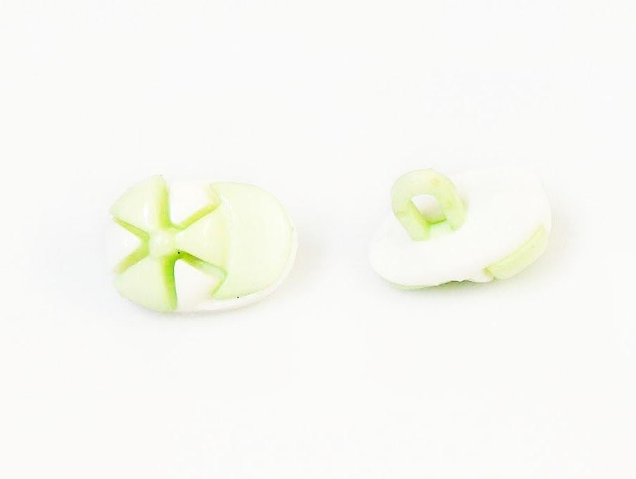 5 Cap Figure Buttons Light Green, White 15mm long