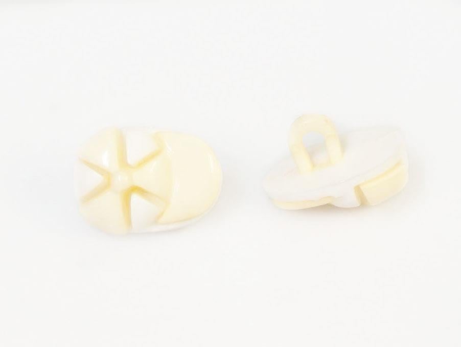 5 Cap Figure Buttons Light Yellow, White 15mm long