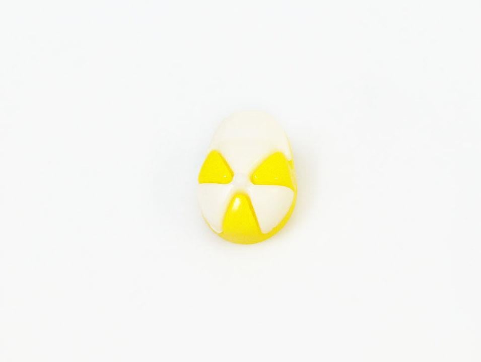 5 Cap Figure Buttons White, Dark Yellow 15mm long