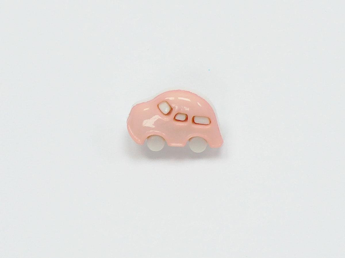 5 Car Figure Buttons Antique Pink, White 15mm long