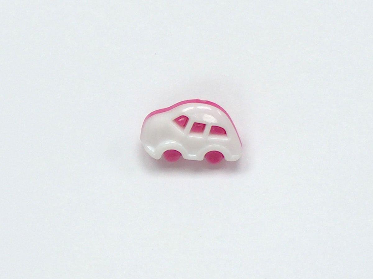 5 Car Figure Buttons Fuchsia, White 15mm long