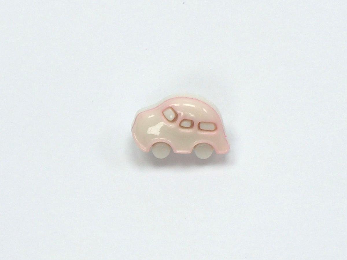 5 Car Figure Buttons Light Pink, White 15mm long