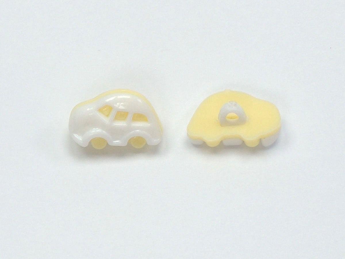 5 Car Figure Buttons Light Yellow, White 15mm long