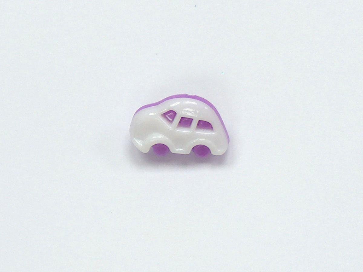 5 Car Figure Buttons Lilac, White 15mm long