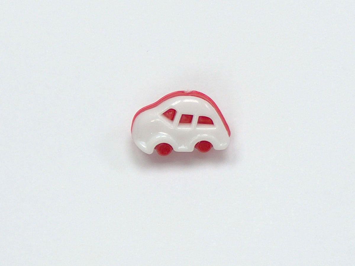 5 Car Figure Buttons Red, White 15mm long
