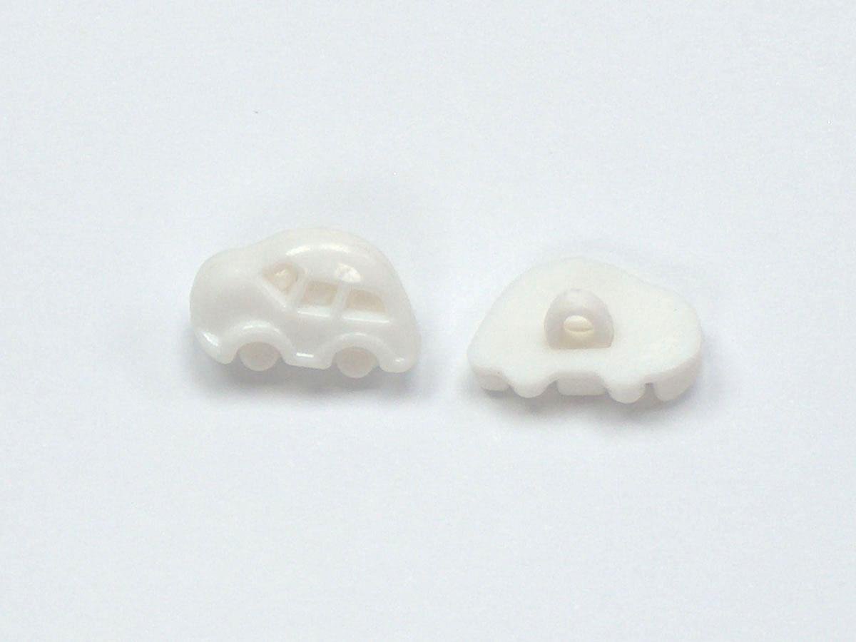 5 Car Figure Buttons White 15mm long
