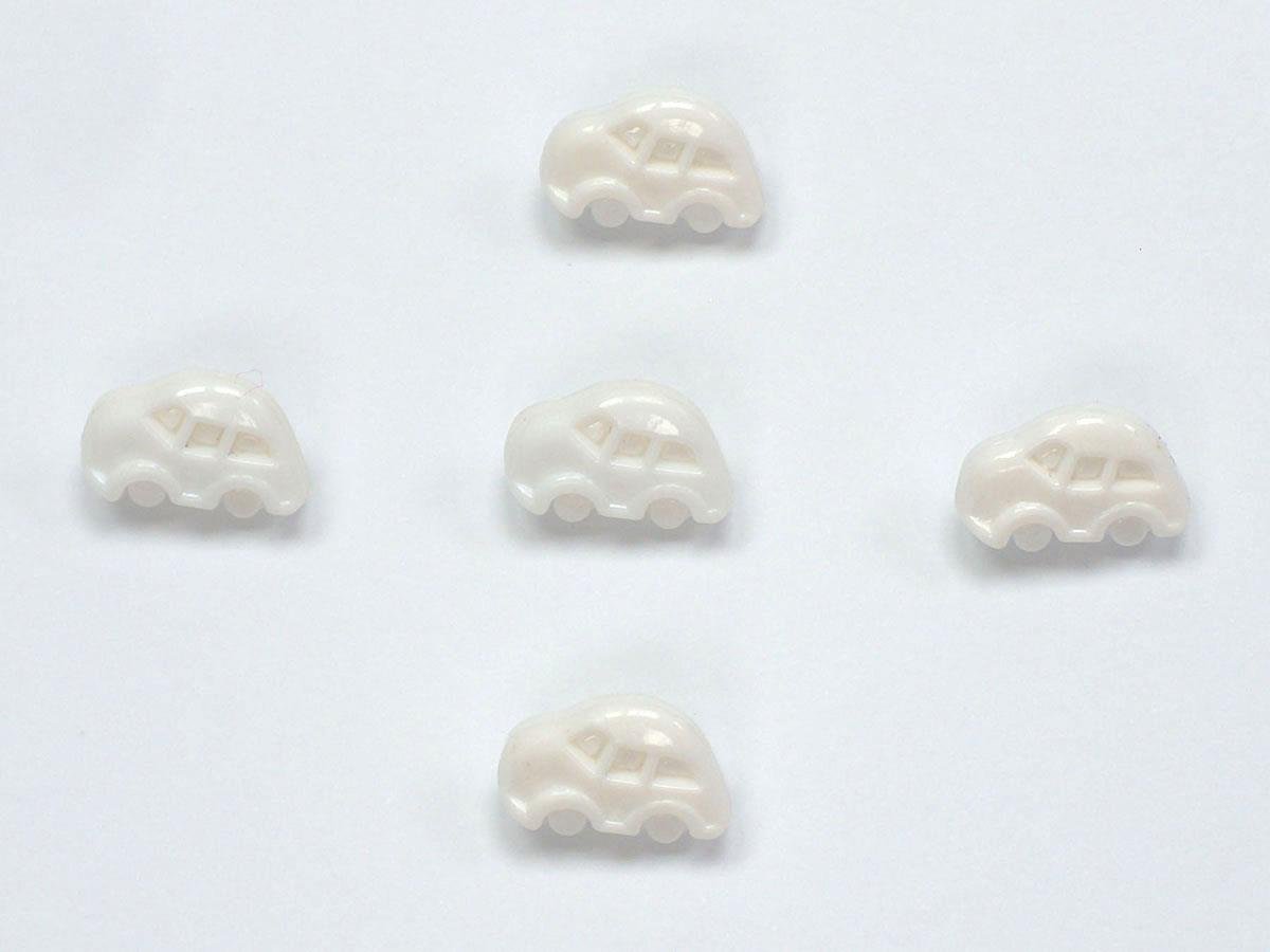 5 Car Figure Buttons White 15mm long