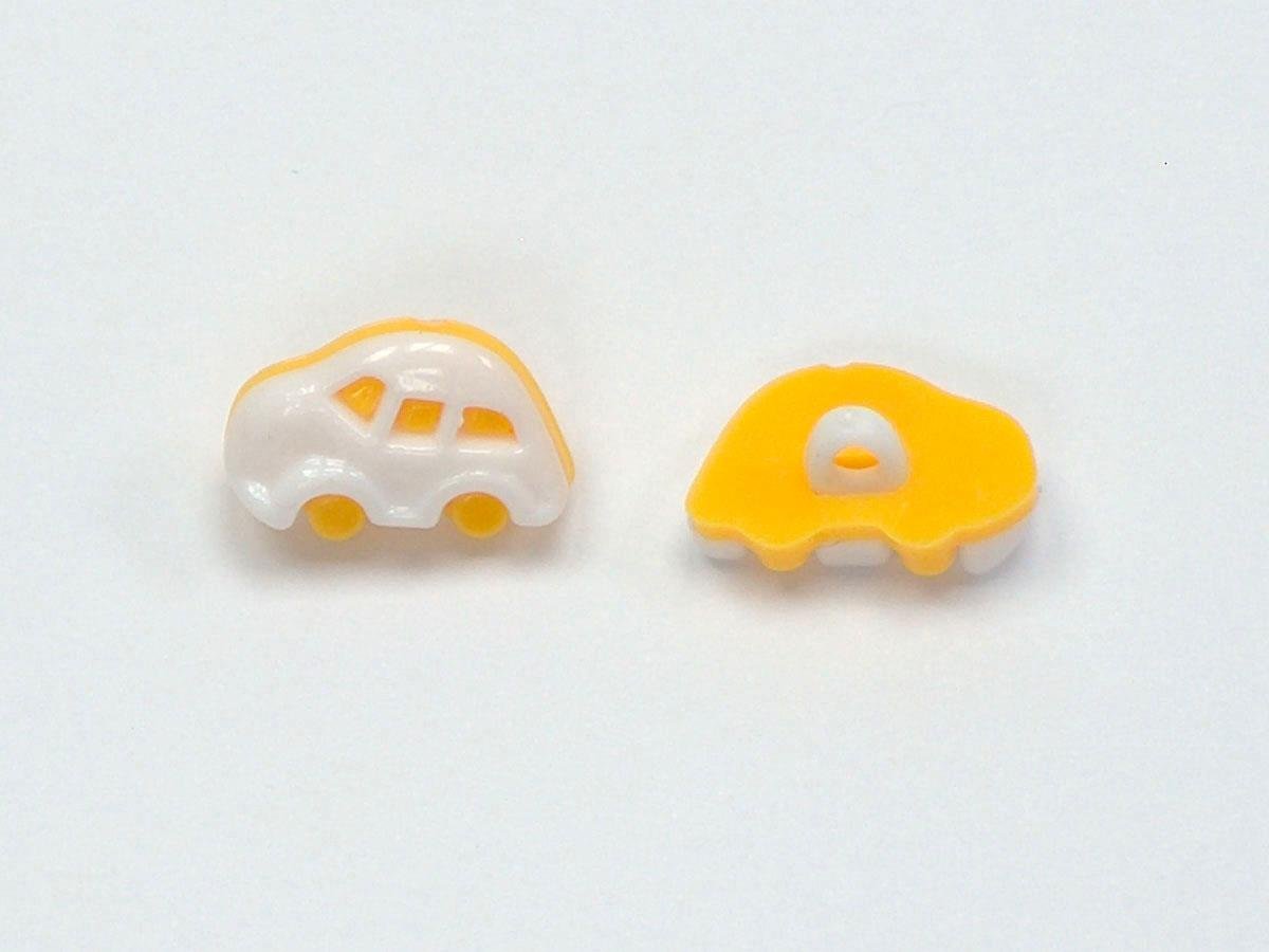 5 Car Figure Buttons Yellow, White 15mm long