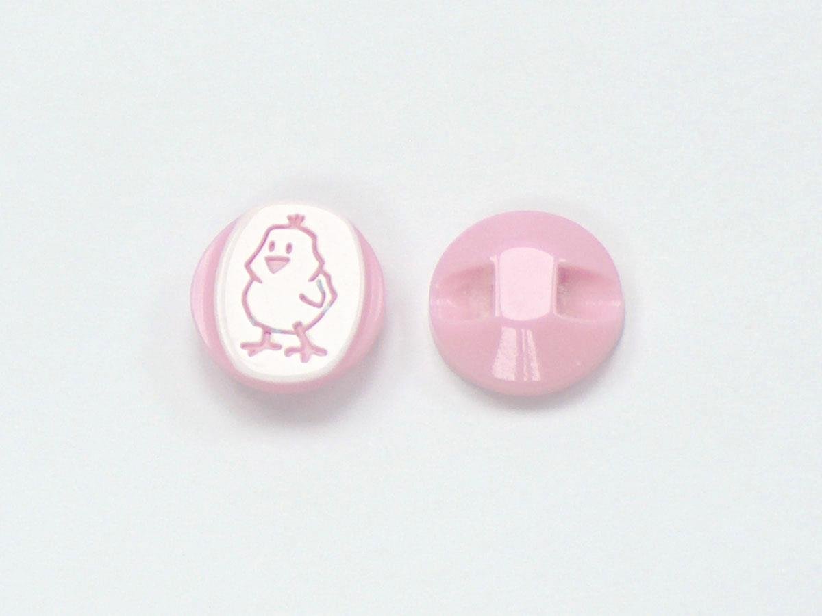 5 Chick Figure Buttons Pink, White 15mm long