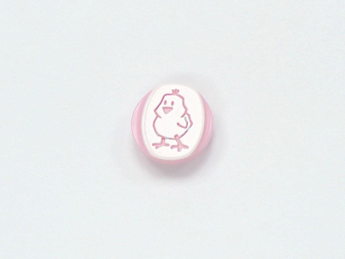 5 Chick Figure Buttons Pink, White 15mm long