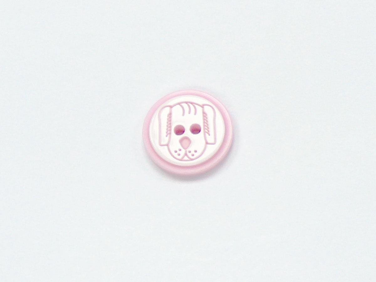 5 Dog Face Figure Buttons Pink, White 15mm long