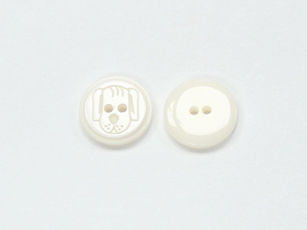 5 Dog Face Figure Buttons White 15mm long