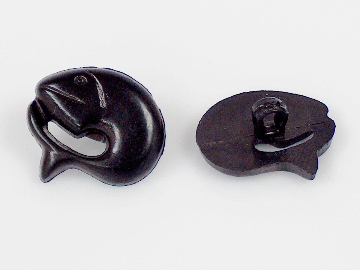5 Dolphin Figure Buttons Black 15mm long
