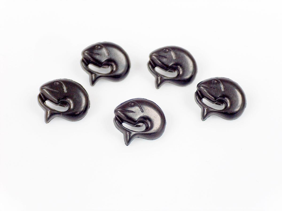5 Dolphin Figure Buttons Black 15mm long