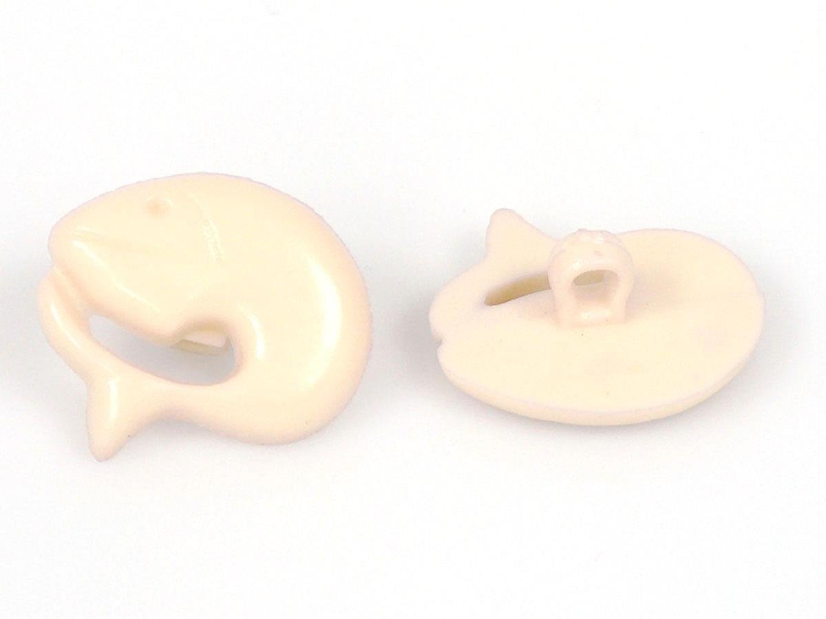 5 Dolphin Figure Buttons Light Beige 15mm long