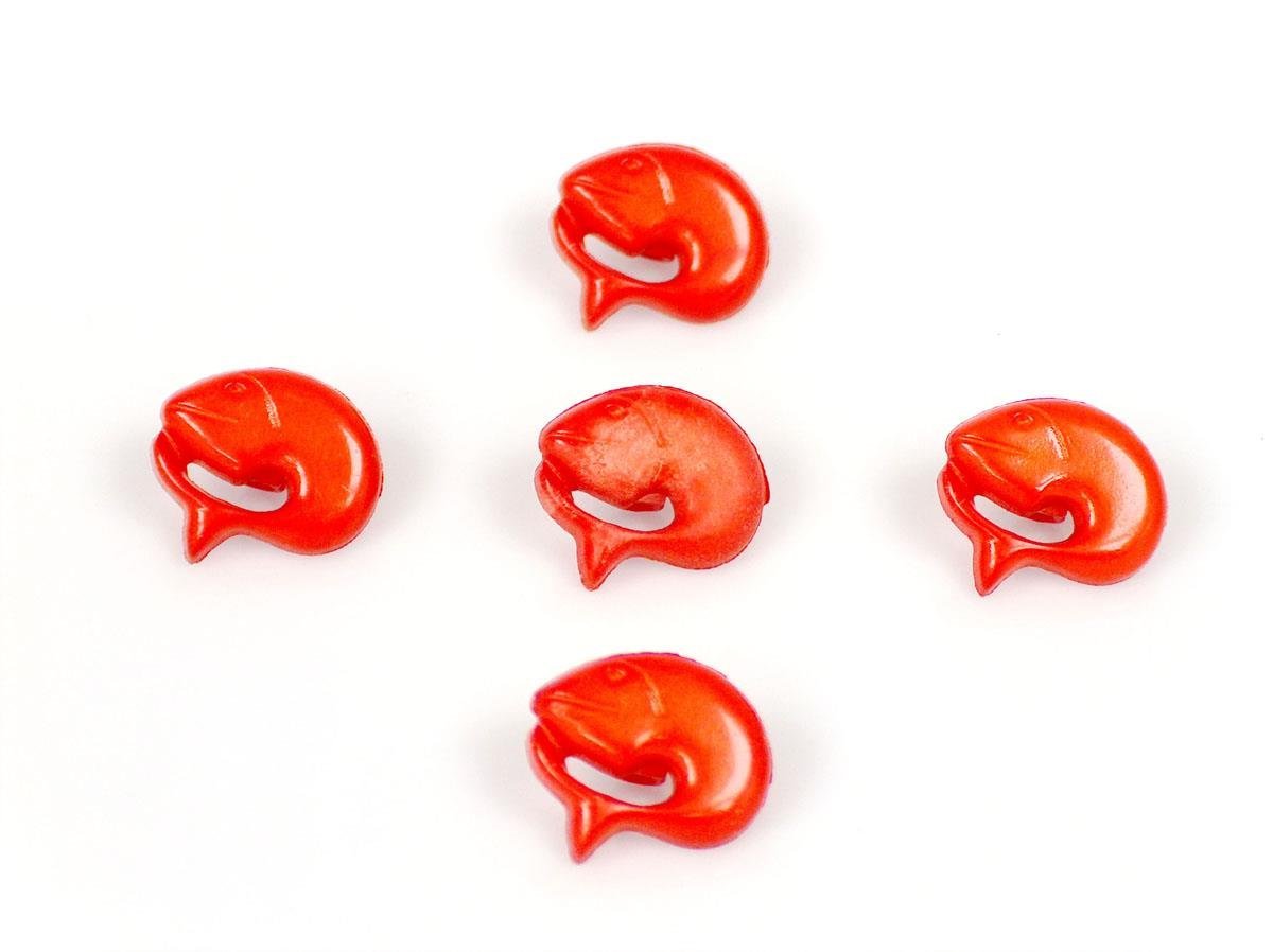 5 Dolphin Figure Buttons Red 15mm long