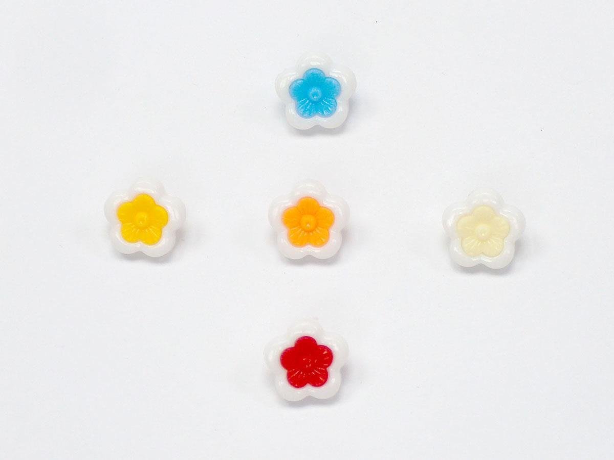 5 Flower Figure Buttons Mixed Lot 15mm long