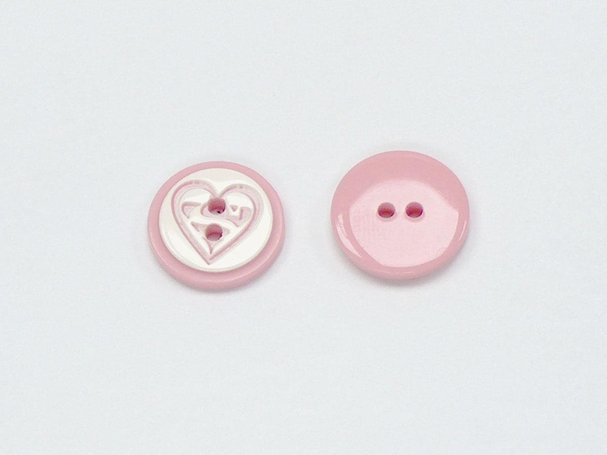5 Heart Figure Buttons Pink, White 15mm long
