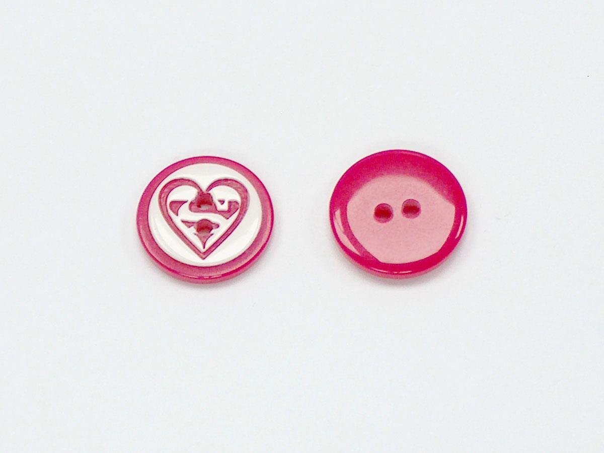 5 Heart Figure Buttons Red, White 15mm long