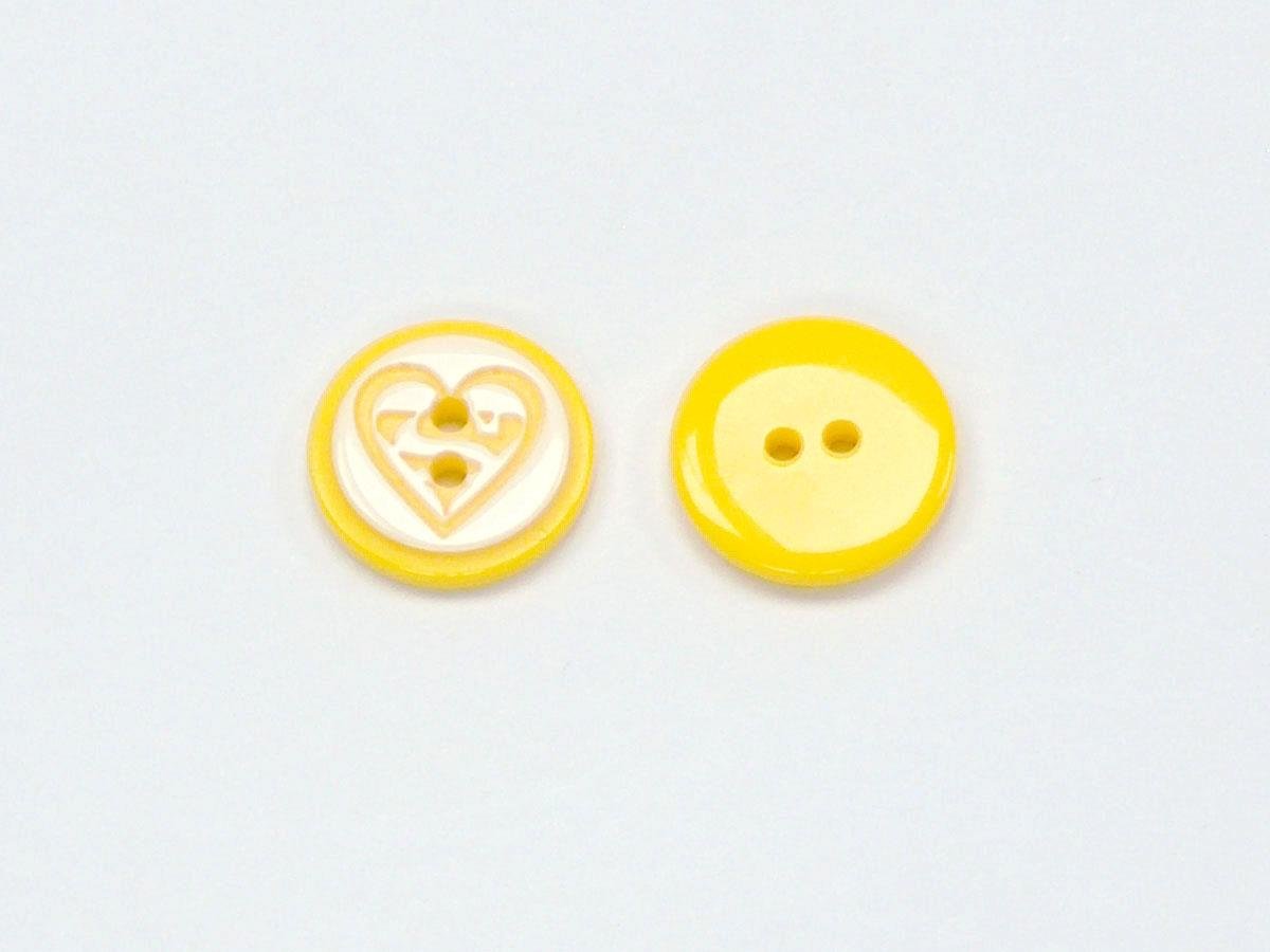 5 Heart Figure Buttons Yellow, White 15mm long