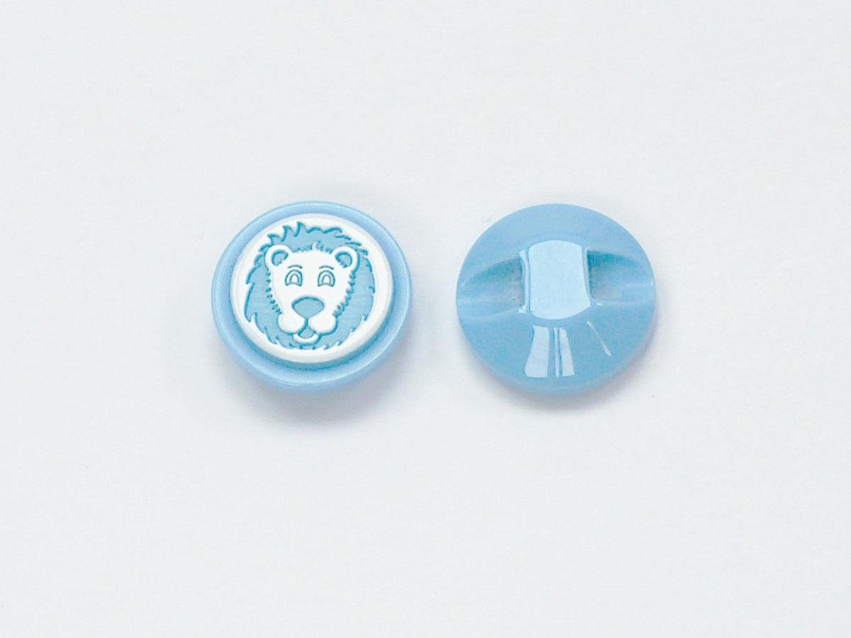 5 Lion Figure Buttons Blue, White 15mm long