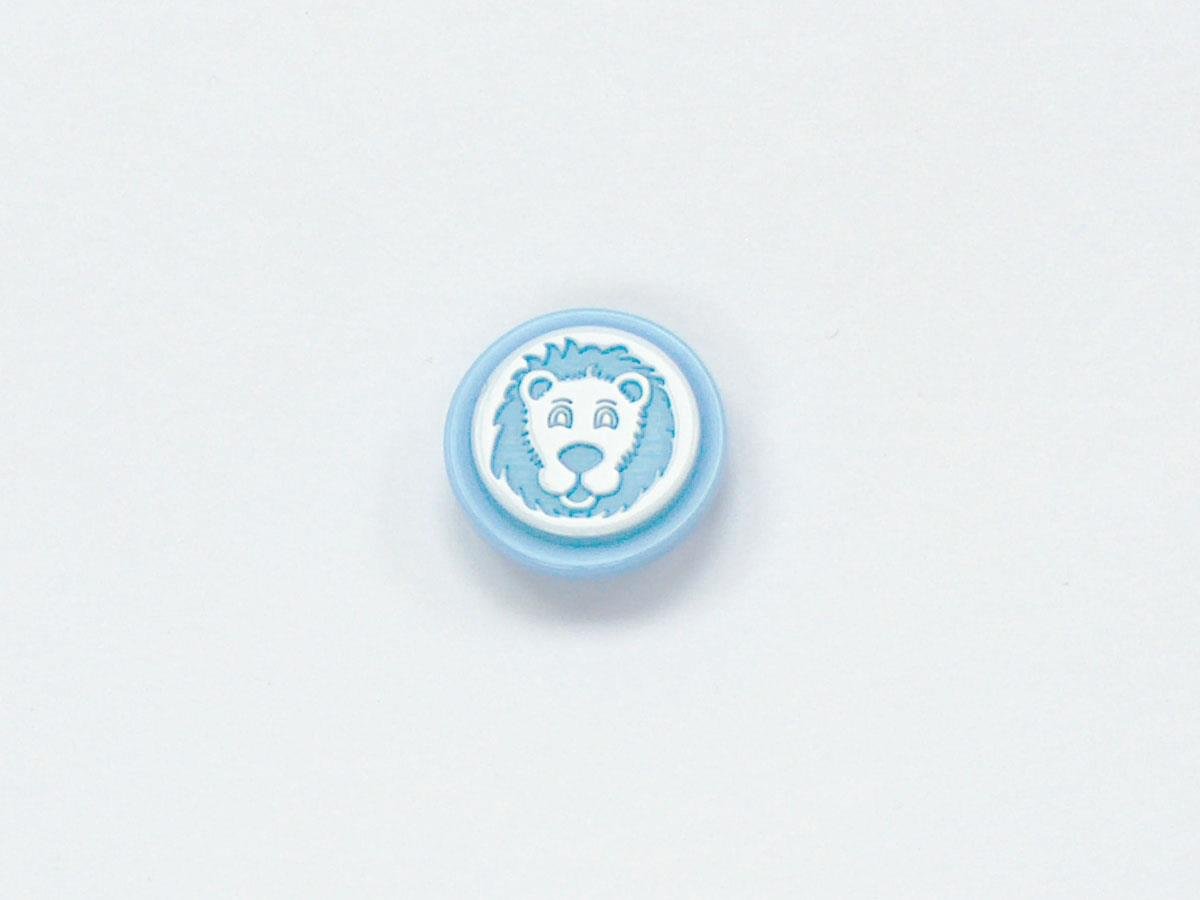 5 Lion Figure Buttons Blue, White 15mm long