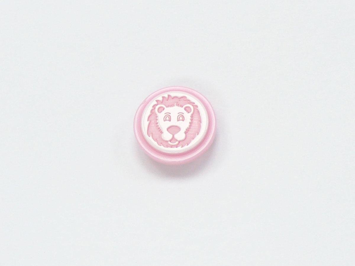 5 Lion Figure Buttons Pink, White 15mm long