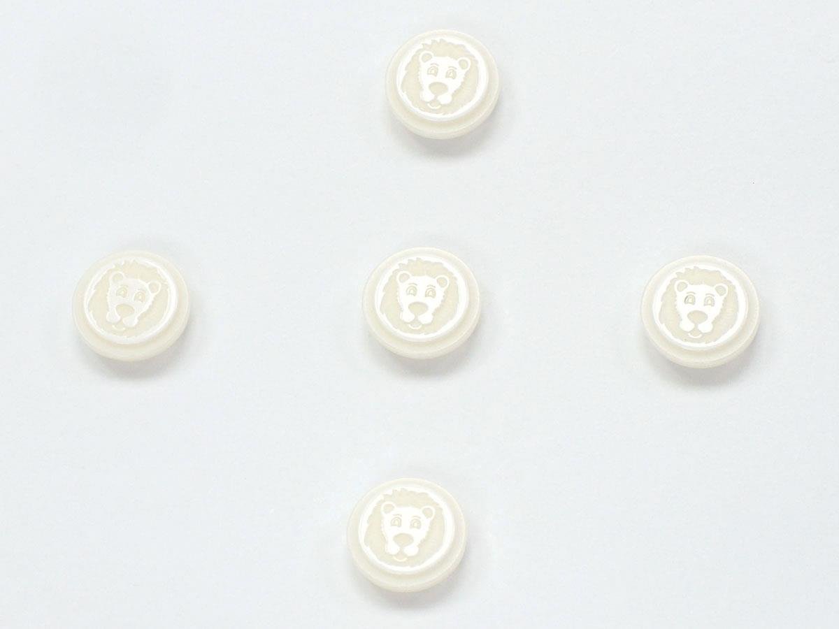 5 Lion Figure Buttons White 15mm long